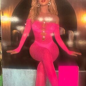 Hot Pink Off-Shoulder Bodysuit